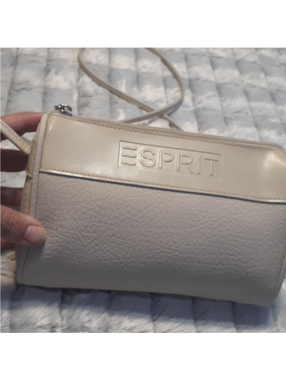 Esprit Cream/Tan Crossbody Bag with Embossed Logo
